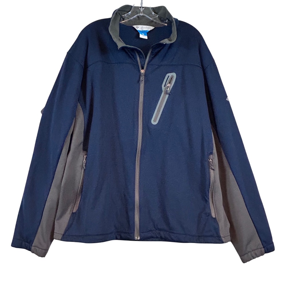Columbia Field Gear Omni-Shield Softshell Jacket Mens XXL Navy Blue Full‎ Zip